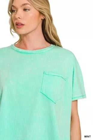 Zenana Acid Washed Round Neck Short Sleeve Oversized T-Shirt 100100804101942 25 Affordable Fashion Under $100 Jerry's Apparel 