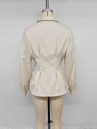 Ruched Button-Up Peplum Shirt 100100541347107 46 Affordable Fashion Under $100 Jerry's Apparel 