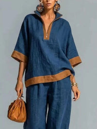 Full Size Contrast Trim Top and Wide Leg Pants Set Plus Size 101001836146473 46 Affordable Fashion Under $100 Jerry's Apparel 
