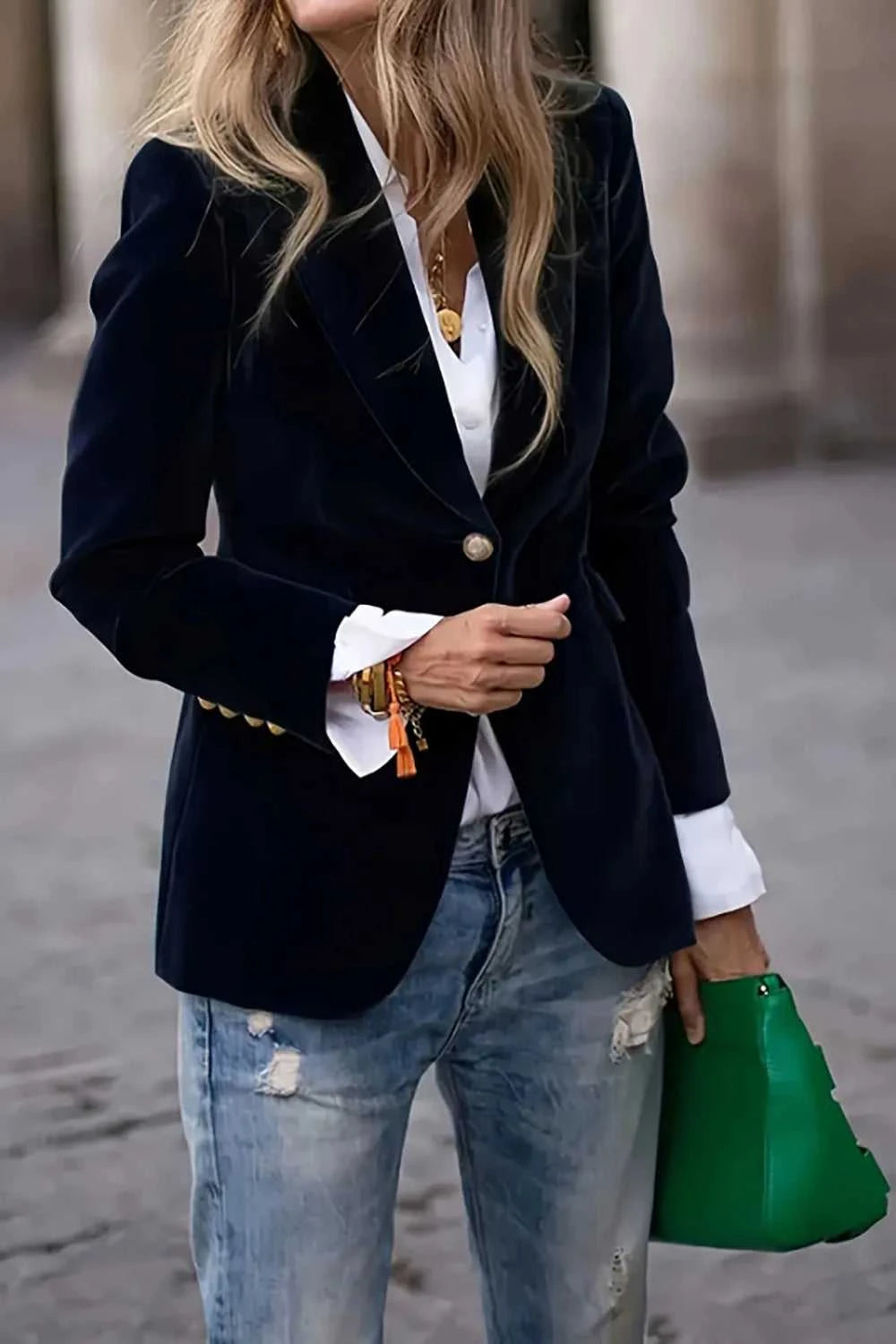 One Button Lapel Collar Long Sleeve Blazer 100100784441045 59 Affordable Fashion Under $100 Jerry's Apparel 