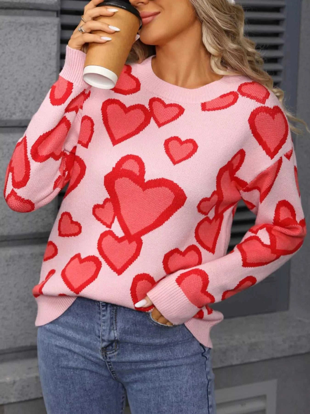 Valentine's Day Heart Crew Neck Sweater 100100791356331 48 Affordable Fashion Under $100 Jerry's Apparel 