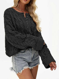 Chic Cable Knit Half-Button Openwork Sweater 100100449594474 54 Affordable Fashion Under $100 Jerry's Apparel 