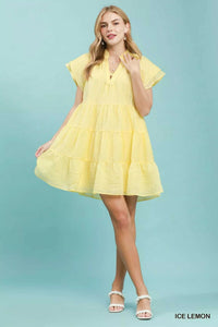 Umgee Tiered Ruffle Sleeve Textured Mini Dress 100100762951591 57 Affordable Fashion Under $100 Jerry's Apparel 