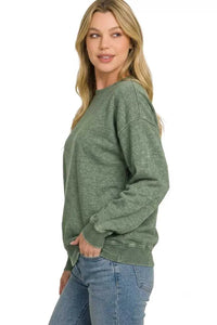 Fleece Acid Enzyme Washed Round Neck Sweatshirts 100100624001751 35 Jerry's Apparel 
