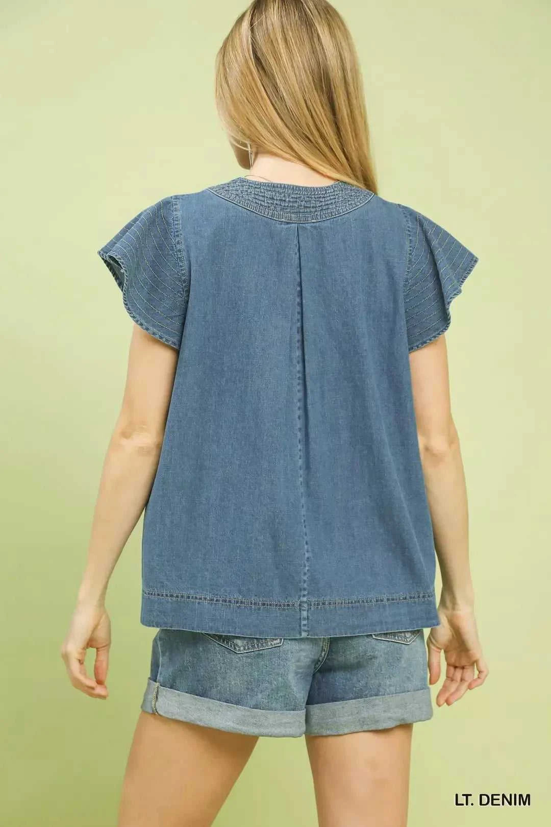 Umgee Cap Sleeve Denim Top 100100529531898 57 Affordable Fashion Under $100 Jerry's Apparel 