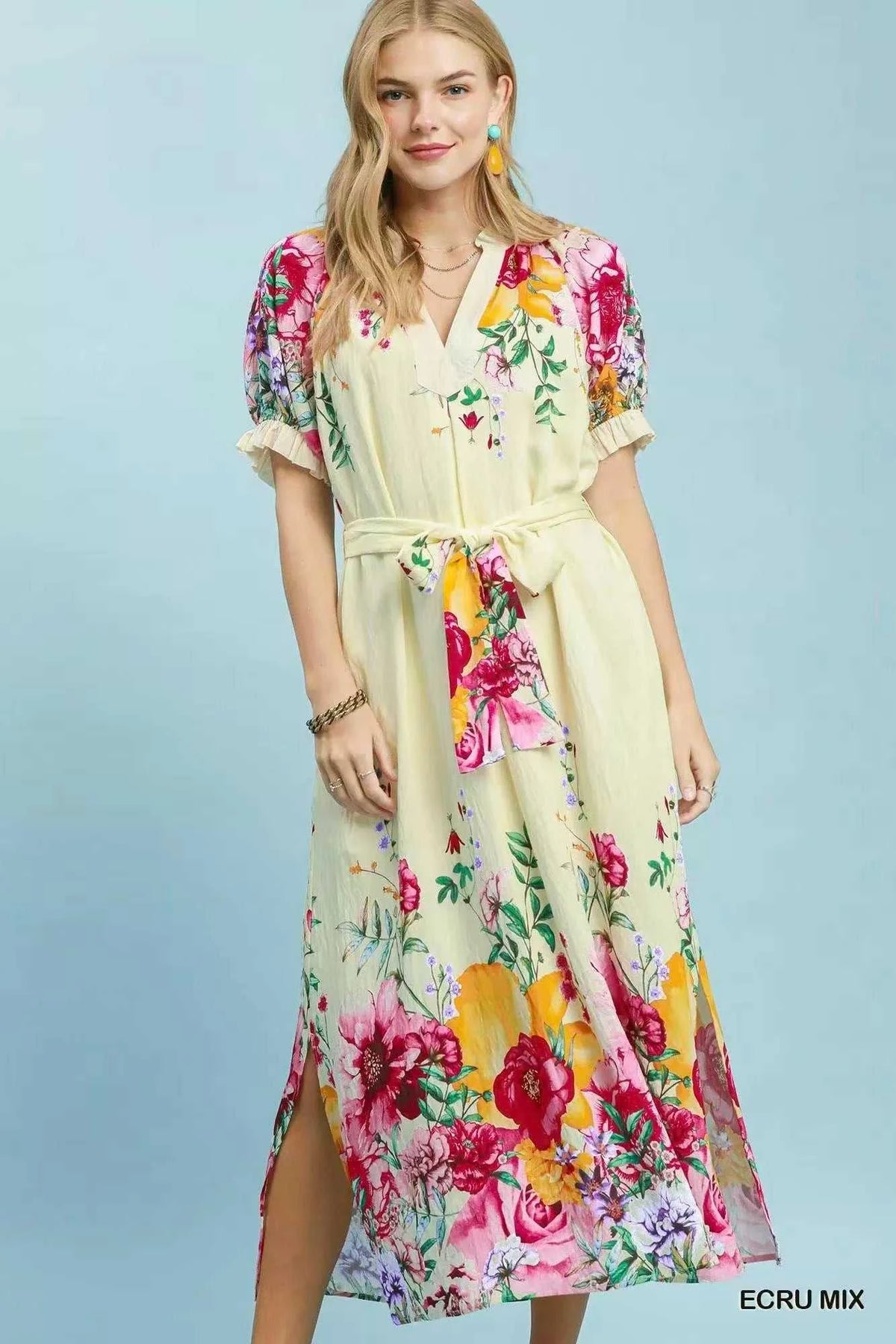 Umgee Mix Floral Border Print Midi Dress 100100351071236 66 Affordable Fashion Under $100 Jerry's Apparel 