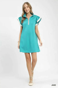 Umgee Zip-Neck Flutter Sleeve Dress 100100670721742 62 Affordable Fashion Under $100 Jerry's Apparel 