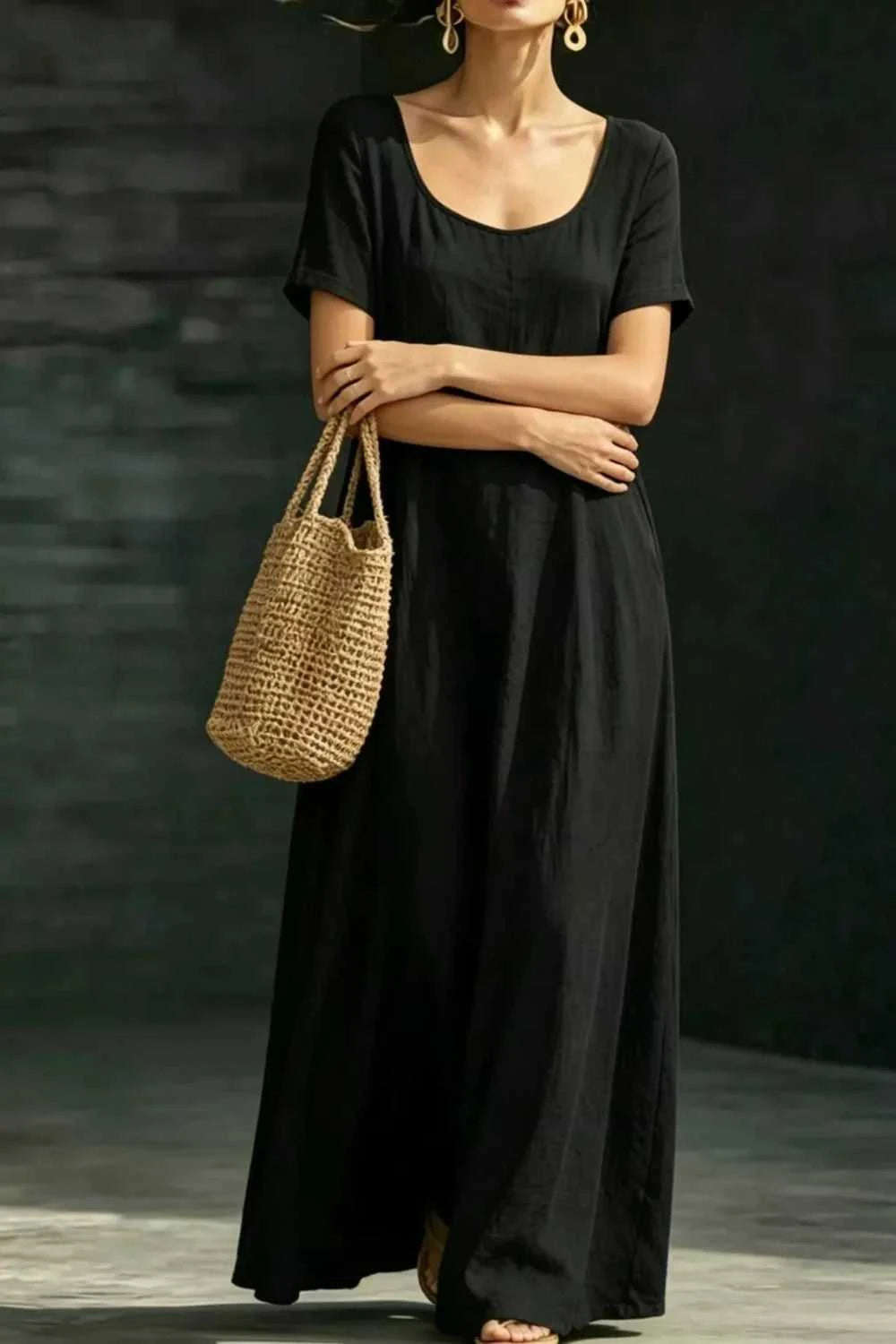 Full Size Casual Loose Short Sleeve Maxi Dress Plus Size 100100328741968 27 Gifts for Her Jerry's Apparel 