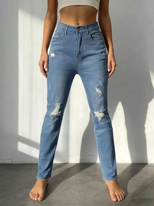 High-Waisted Distressed Jeans 100100550939009 40 Affordable Fashion Under $100 Jerry's Apparel 
