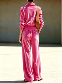 Full Size Half Zip Sweatshirt and Wide-Leg Pants Set Plus Size 101001649137851 55 Affordable Fashion Under $100 Jerry's Apparel 