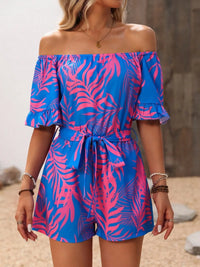 Tropical Print Off-Shoulder Romper