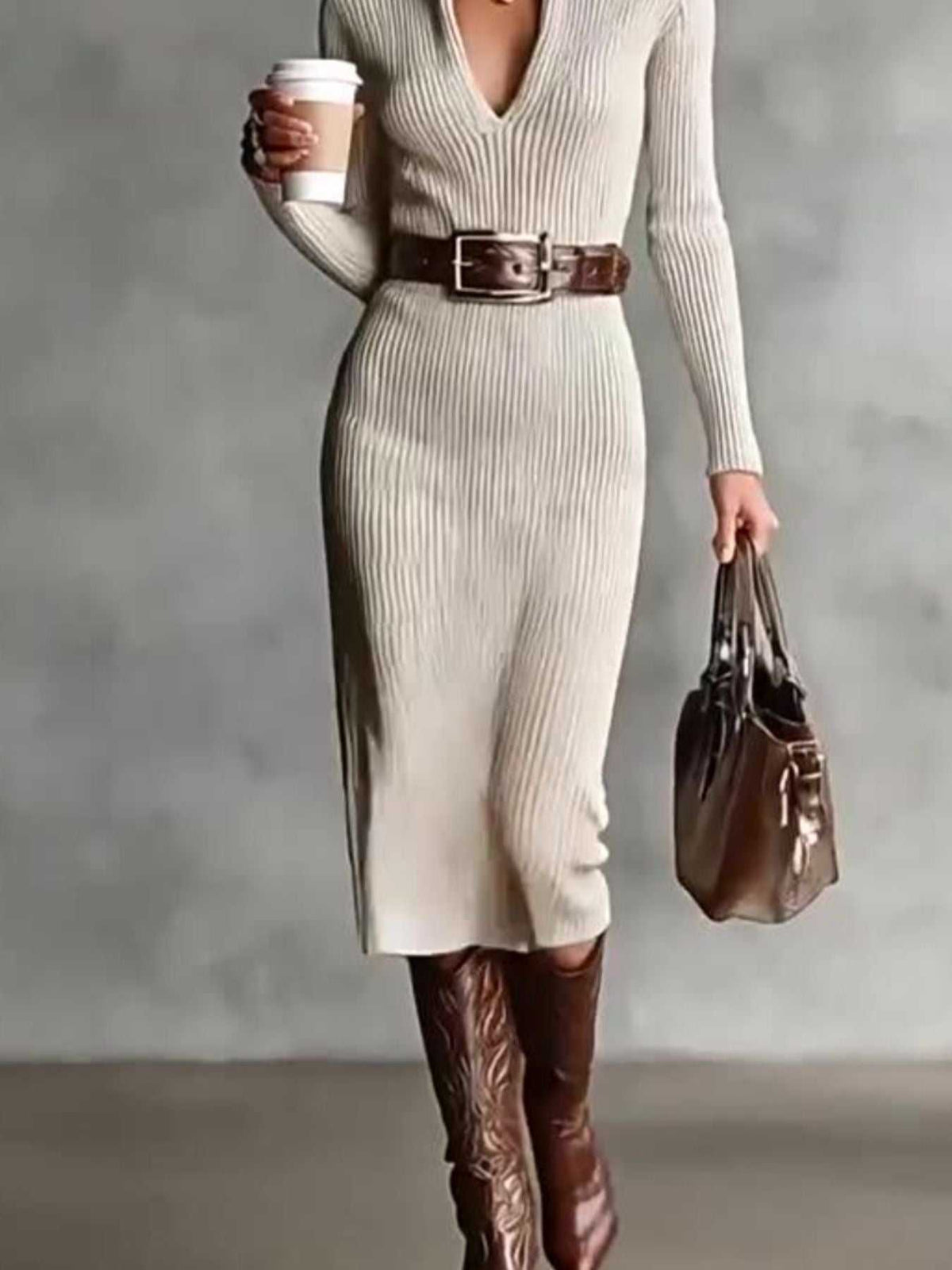 Ribbed Knit Turtleneck Bodycon Sweater Dress 100100070941366 42 Affordable Fashion Under $100 Jerry's Apparel 