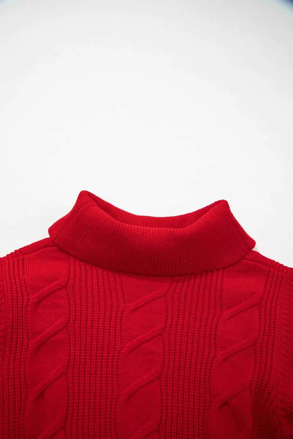 Cable Knit Turtleneck Ruffled Short Sleeve Sweater 101002004961931 44 Affordable Fashion Under $100 Jerry's Apparel 