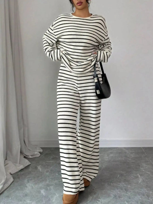 Striped Relaxed Fit Top and Pants Set 101002581867183 66 Affordable Fashion Under $100 Jerry's Apparel 