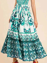 Full Size Printed Sweetheart Neck Maxi Cami Dress Plus Size