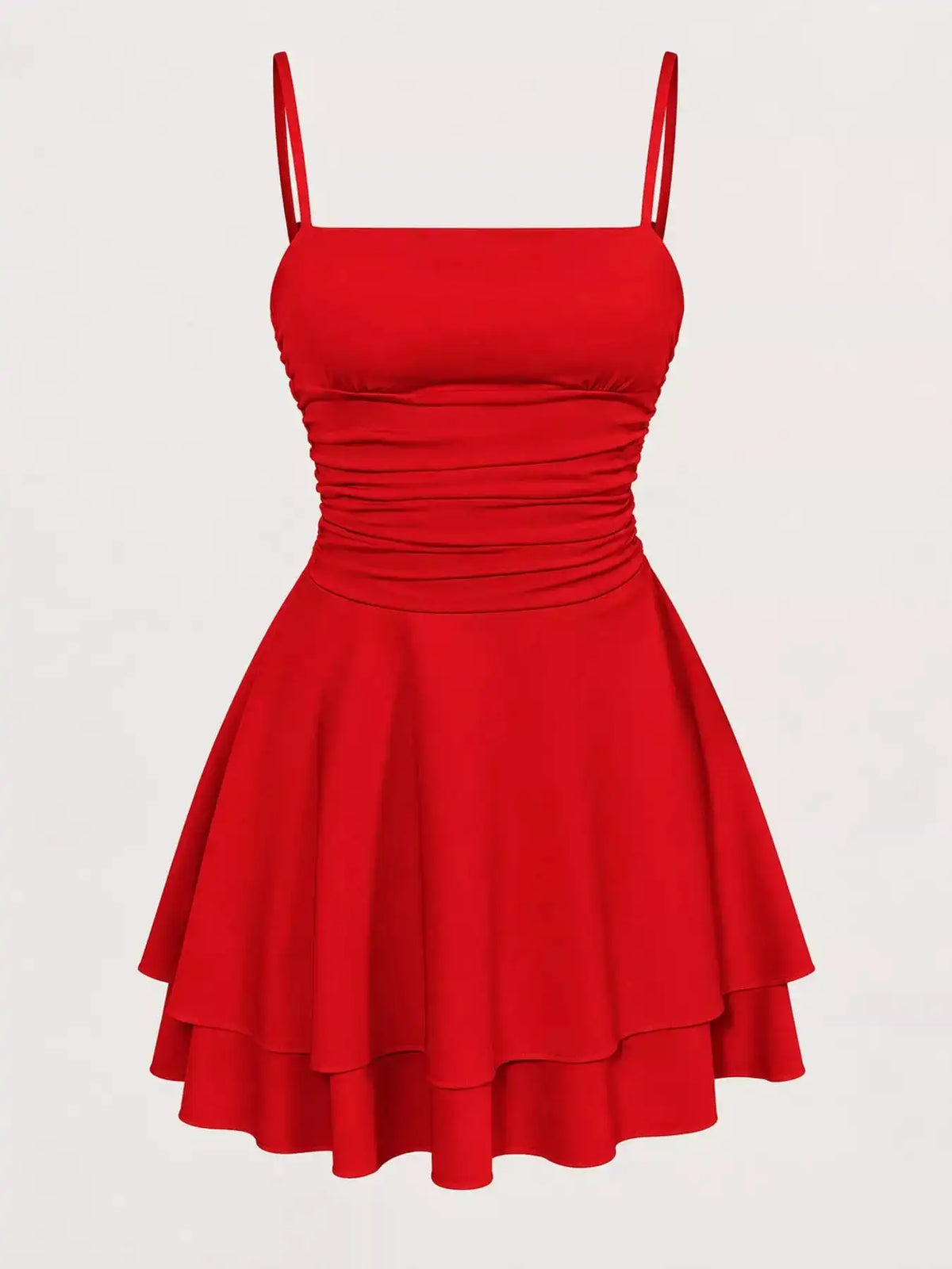Ruched Spaghetti Strap Layered Mini Dress 101001361310686 33 Women's Dress Gifts for Her Jerry's Apparel 