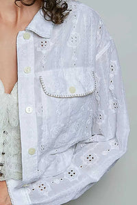 POL Eyelet Textured Cotton Cropped Button Front Jacket 100100580841554 66 Affordable Fashion Under $100 Jerry's Apparel 