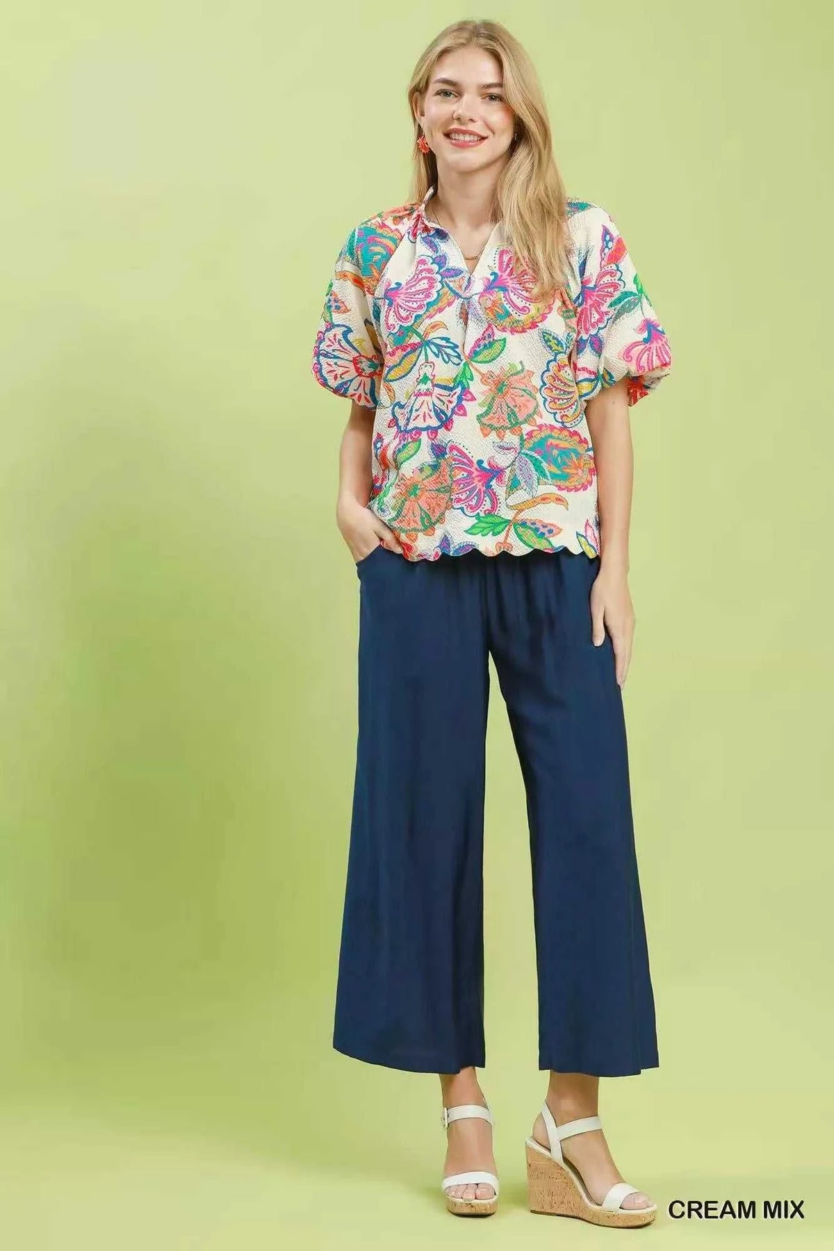 Umgee Mix Floral Print Scallop Hem Blouse 100100618091537 47 Affordable Fashion Under $100 Jerry's Apparel 