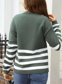 Striped Trim Crew Neck Sweater 100100716857023 49 Affordable Fashion Under $100 Jerry's Apparel 