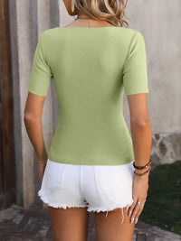 Mandy Square Neck Short Sleeve Sweater 100100906051310 30 Seasonal Fashion Collections Jerry's Apparel 