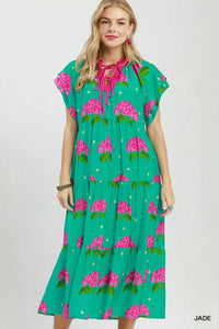 Umgee Hydrangea Print Tiered Midi Dress 100100277081255 66 Affordable Fashion Under $100 Jerry's Apparel 