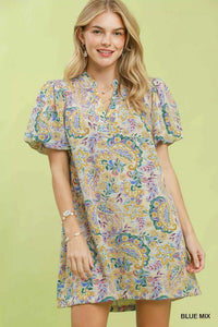 Umgee Paisley Floral Puff Sleeve Shift Dress 100100295711278 55 Affordable Fashion Under $100 Jerry's Apparel 
