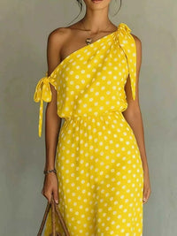Full Size Polka Dot One-Shoulder Maxi Dress with Tie Details Plus Size 100100717941422 28 Gifts for Her Jerry's Apparel 