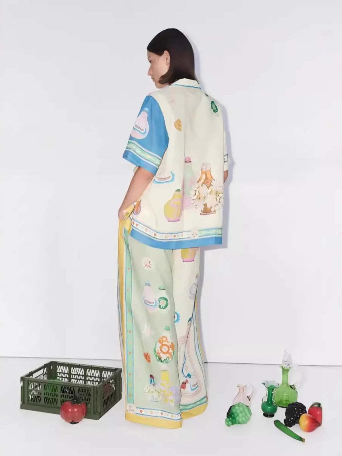 Printed Button Up Shirt and Pants Set