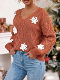 Snowflake Textured V-Neck Sweater 101002212171336 40 Affordable Fashion Under $100 Jerry's Apparel 