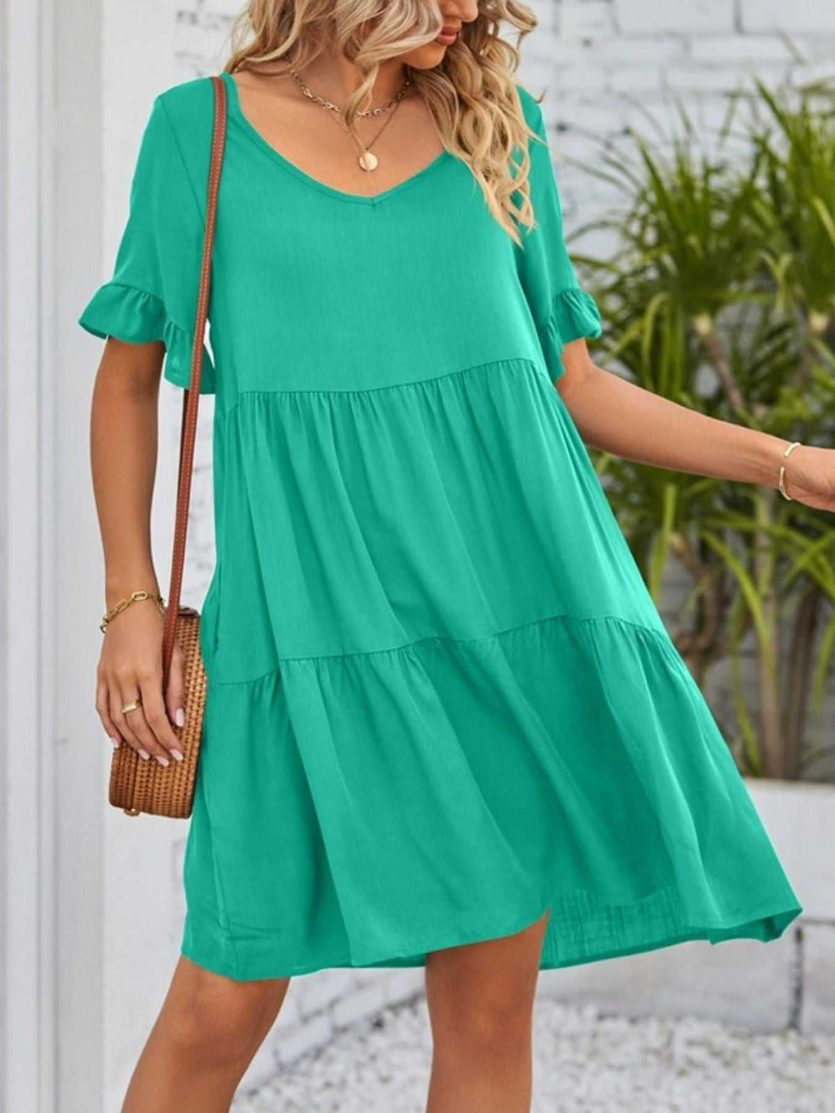 Ruffled Sleeve Tiered Mini Dress 100100840870791 28 Affordable Fashion Under $100 Jerry's Apparel 