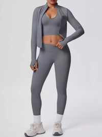 Tank & Zip-Up Jacket and Leggings Three-Piece Active Set 101006896695096 129 Comfortable Weekend Sets Jerry's Apparel 
