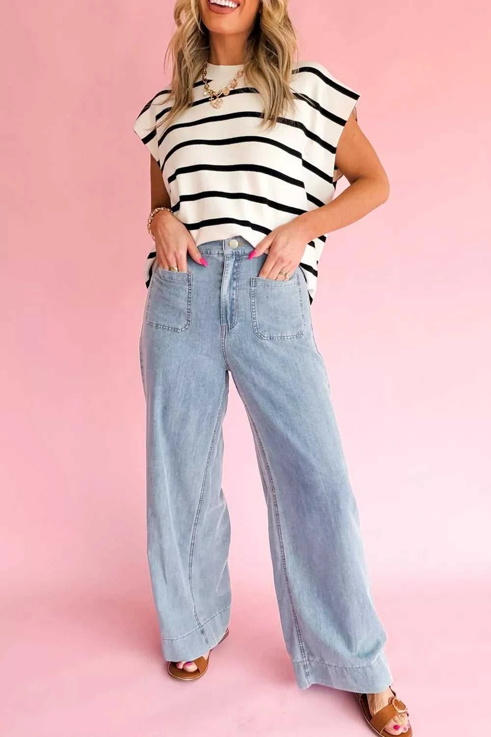Solid Full-Length Regular Pocket Detail Jeans 100100025107664 63 Affordable Fashion Under $100 Jerry's Apparel 