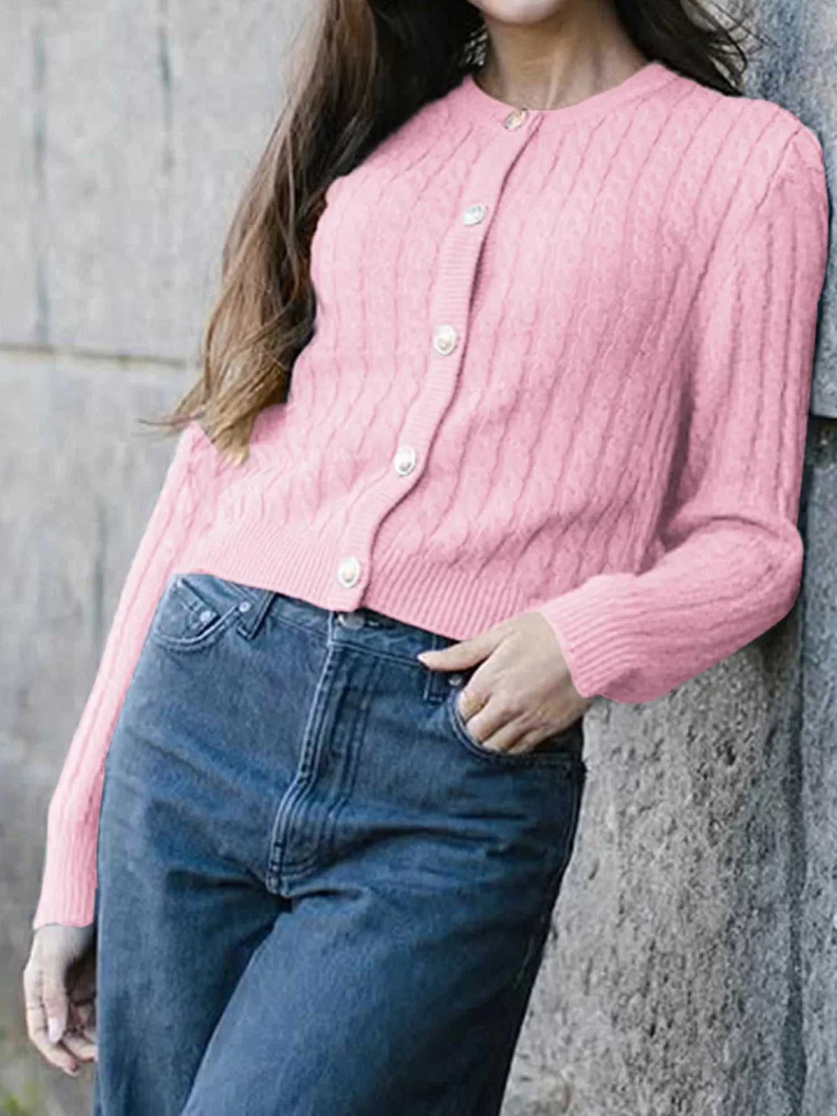 Cable Knit Button-Up Cardigan 100100747145212 57 Affordable Fashion Under $100 Jerry's Apparel 
