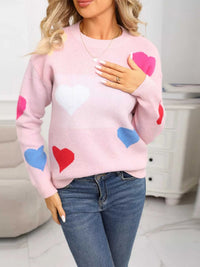 Valentine's Day Heart Round Neck Dropped Shoulder Sweater 100100731312890 46 Affordable Fashion Under $100 Jerry's Apparel 