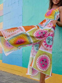 Sun Print Square Neck Maxi Dress