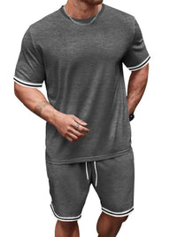 Men's Full Size Striped Short Sleeve Tee and Shorts Set Plus Size 100400468478831 33 Affordable Fashion Under $100 Jerry's Apparel 