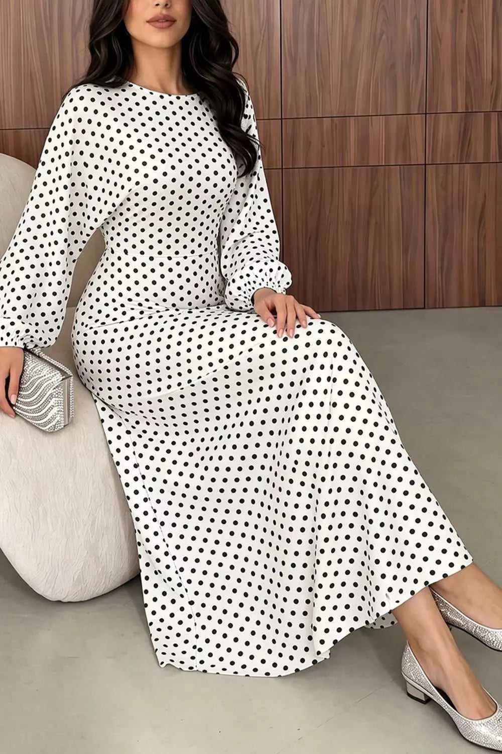 Polka Dot Long Sleeve Maxi Dress 101001469171625 35 Affordable Fashion Under $100 Jerry's Apparel 