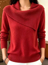 Full Size Asymmetric Ribbed Collar Sweater Plus Size 101002369014194 47 Affordable Fashion Under $100 Jerry's Apparel 