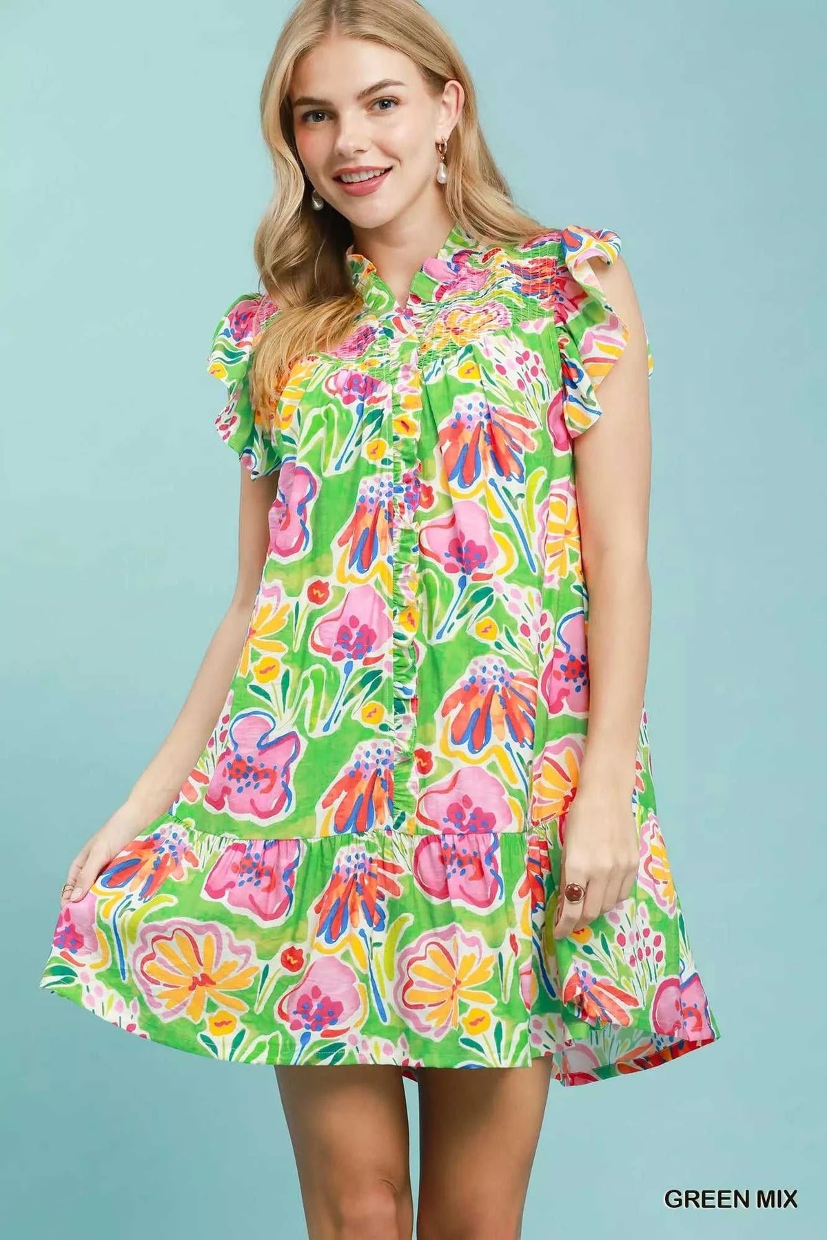Umgee Floral Ruffle Mini Dress 100100620041151 60 Affordable Fashion Under $100 Jerry's Apparel 