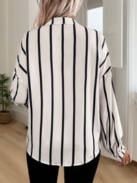 Perfee Striped Collared Neck Long Sleeve Shirt