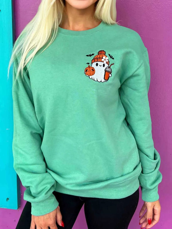 Halloween Ghost Embroidered Casual Sweatshirt 100100124098599 43 Affordable Fashion Under $100 Jerry's Apparel 