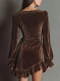 Velvet Surplice Flounce Sleeve Dress 101001767027931 45 Affordable Fashion Under $100 Jerry's Apparel 