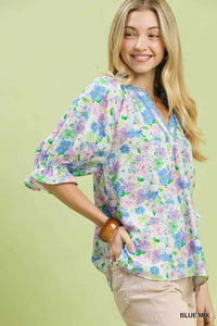 Umgee Mix Floral Print Ruffle Top 100100938711779 51 Affordable Fashion Under $100 Jerry's Apparel 