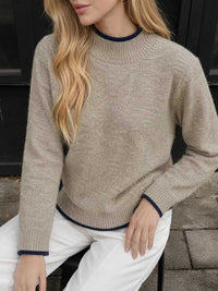 Cozy Mock Neck Sweater with Contrast Trim 100100811272855 41 Women's Sweaters and Knitwear Jerry's Apparel 