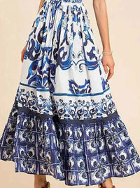 Full Size Printed Sweetheart Neck Maxi Cami Dress Plus Size