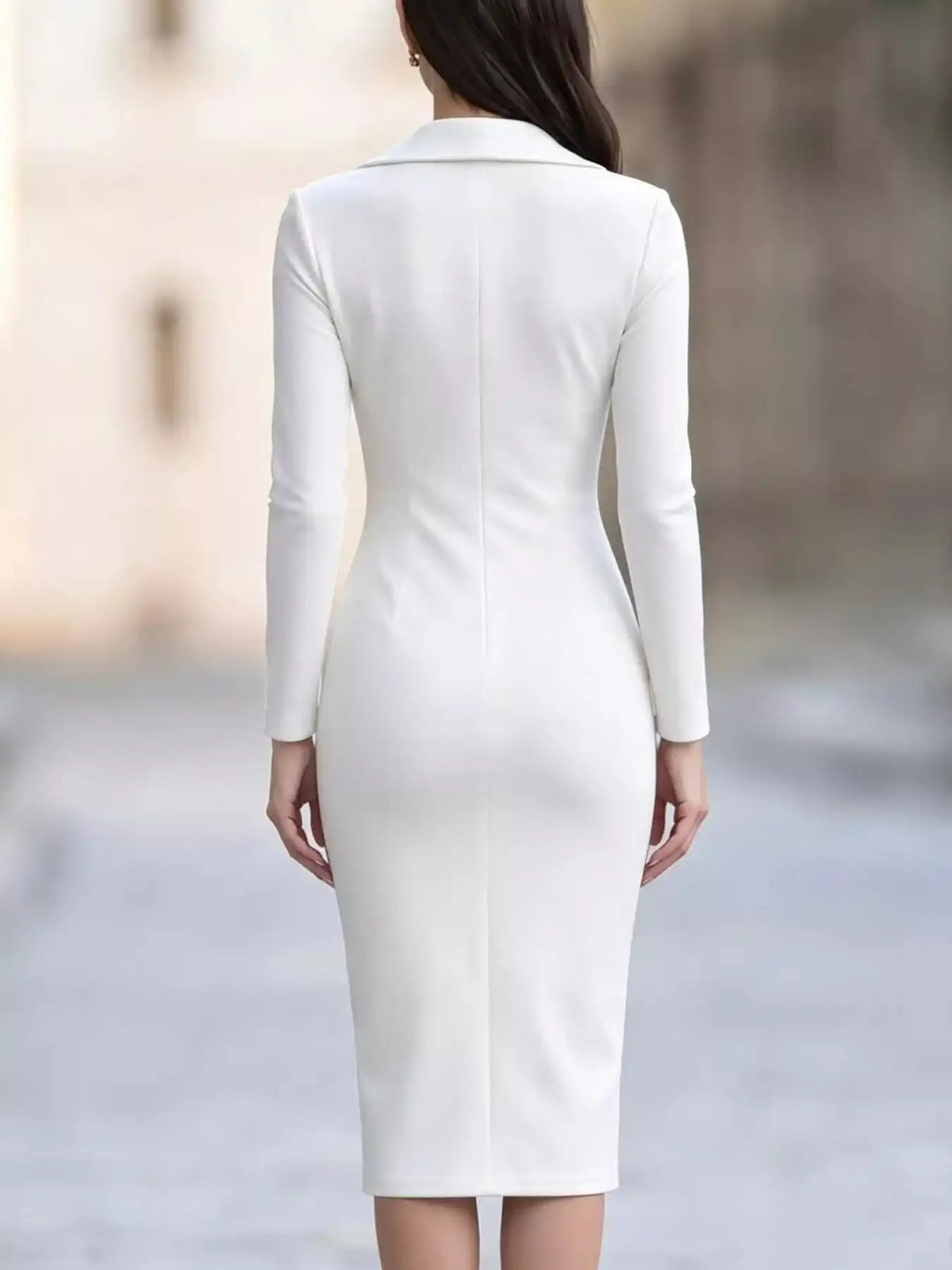 Elegant Asymmetric Zipper Lapel Bodycon Midi Dress 101001647887507 54 Gifts for Her Jerry's Apparel 