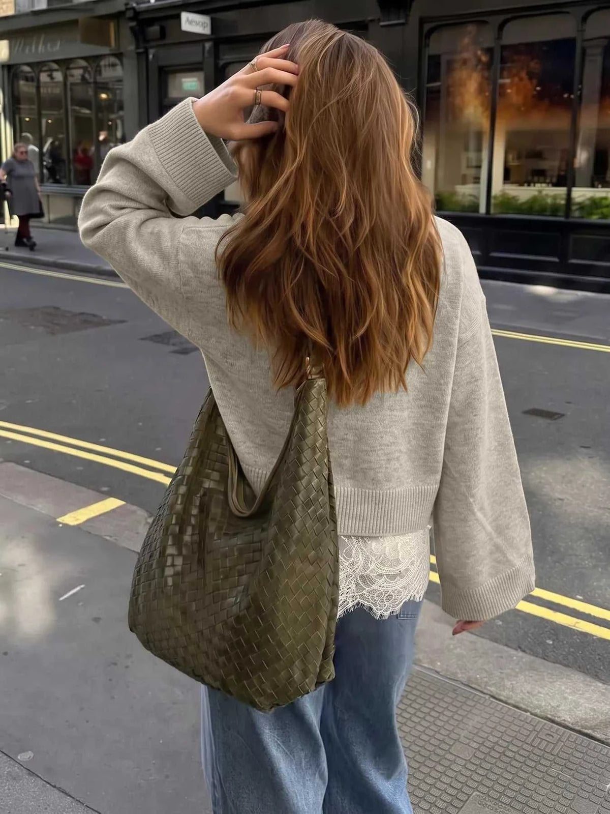 Layered Lace Hem Crew Neck Sweater 101002599371910 59 Affordable Fashion Under $100 Jerry's Apparel 