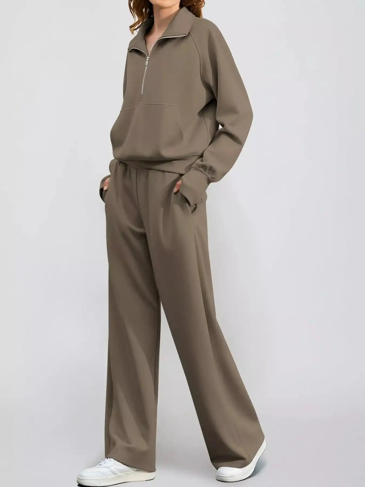 Half-Zip Sweatshirt and Wide-Leg Pants Set 101001840100593 40 Affordable Fashion Under $100 Jerry's Apparel 