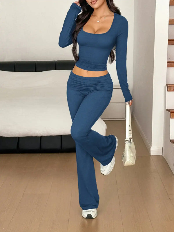 Long Sleeve Crop Top and Bootcut Pants Set 100100923609172 63 Affordable Fashion Under $100 Jerry's Apparel 