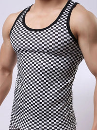 Men's Round Neck Checkered Tank